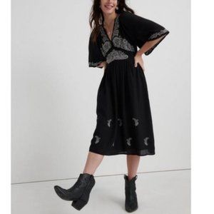 Lucky Brand Womens Embroidered Midi Dress, Black